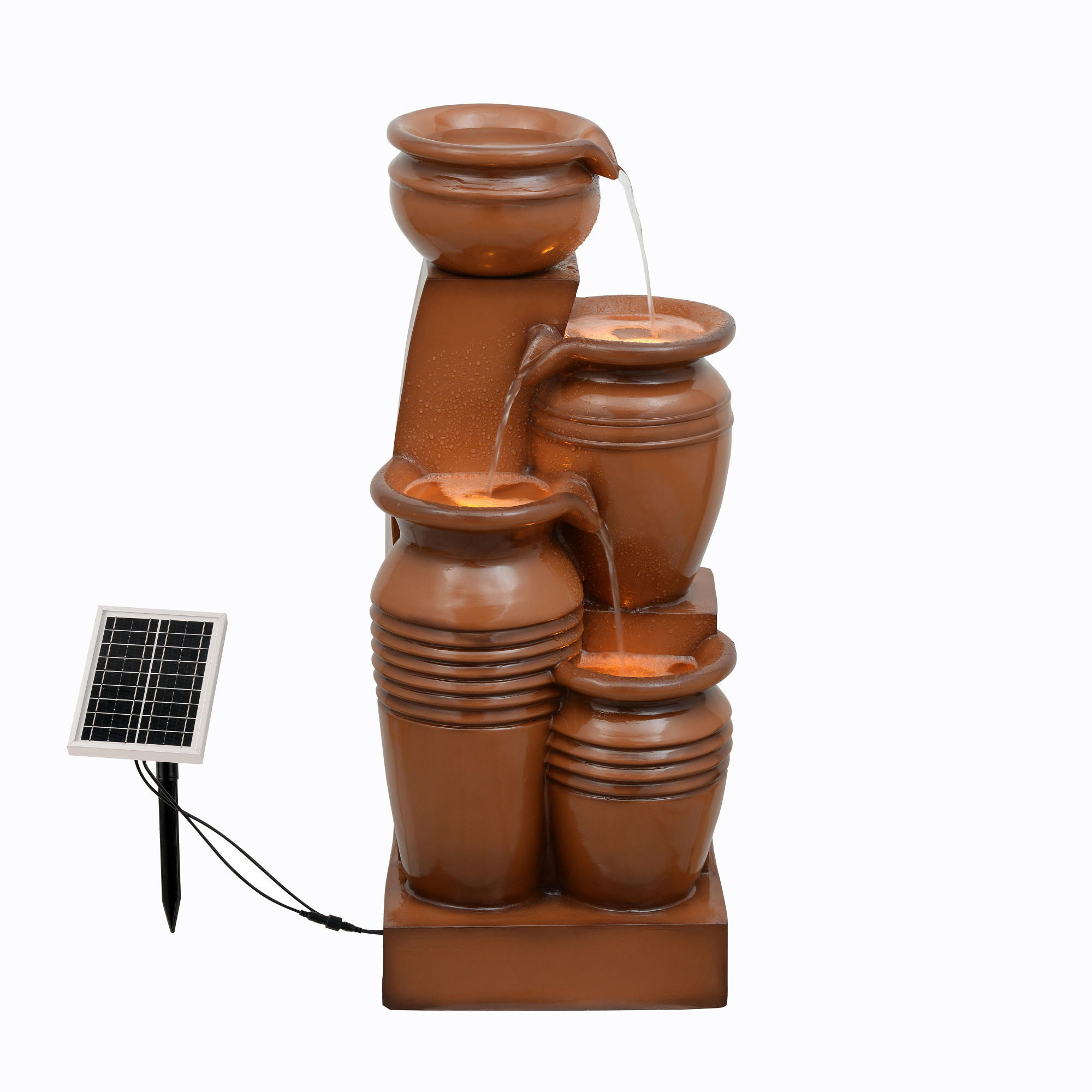 Thumbnail - Teamson Home Solar-Gartenbrunnen, Braun, Kunststoff, 31.5x73x28.5 cm, Gartenzubehör, Gartendeko
