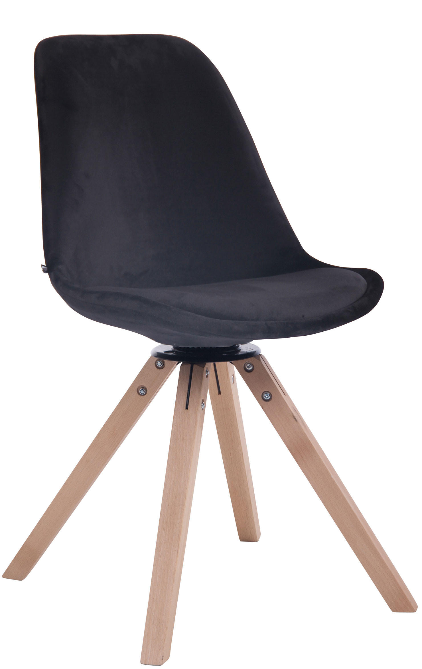 ESSZIMMERSTUHL Troll Samt, Gestell Buchenholz Square Natura Schwarz - Schwarz/Naturfarben, Holz/Buchenholz (48/84/56cm) - TPFLiving