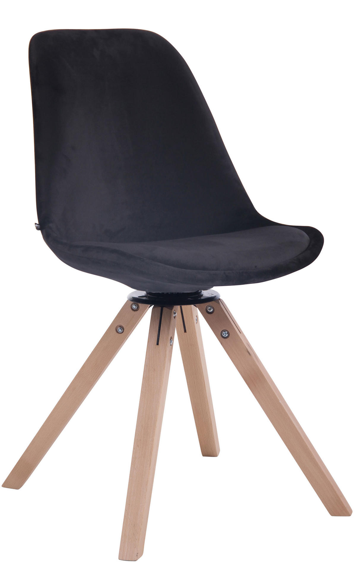 ESSZIMMERSTUHL Troll Samt, Gestell Buchenholz Square Natura Schwarz - Schwarz/Naturfarben, Holz/Buchenholz (48/84/56cm) - TPFLiving