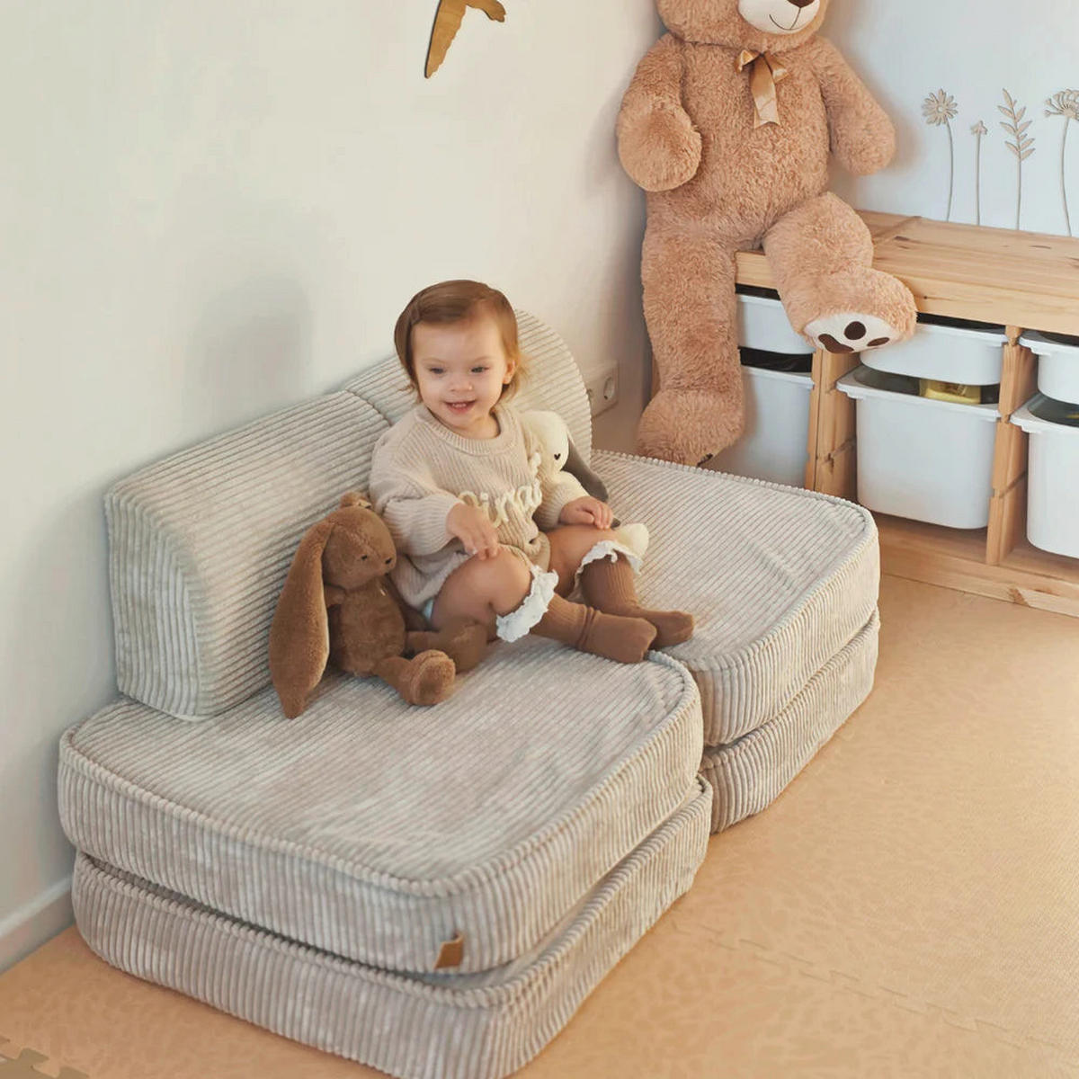 KINDERSOFA AESTHETIC 120 cm Cord Ecru 4 Stk - Beige, Textil (60/12.5/120cm) - MeowBaby
