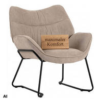 SESSEL Aliano beige - Beige/Schwarz, Textil/Metall (73/76/67cm) - Mr. Deko