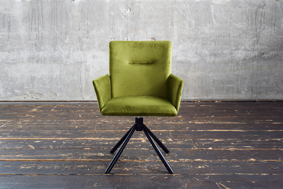 ESSZIMMERSTUHL KYRA Grün Velvet - Schwarz/Grün, Kunststoff/Textil (64/88/61cm) - KAWOLA