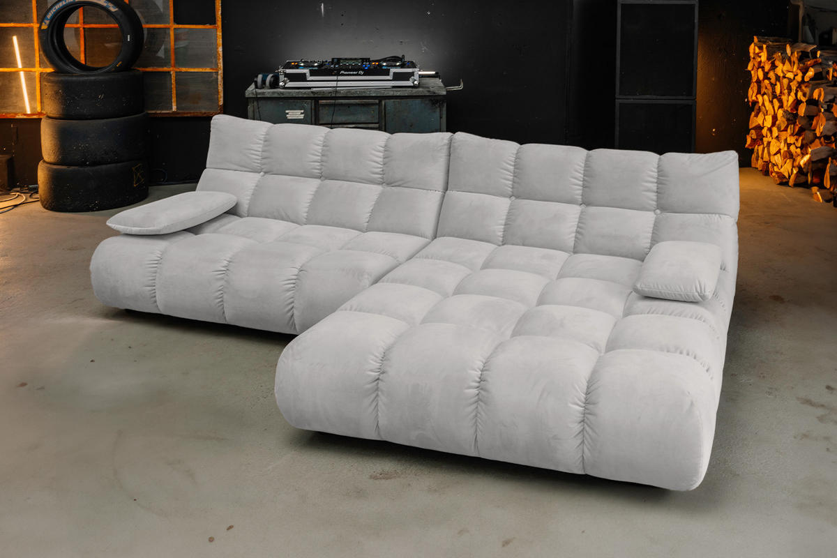 SITZGRUPPE VIVIEN 3ER SET Silber Velvet - Silberfarben, Kunststoff/Textil (359/85/510cm) - KAWOLA