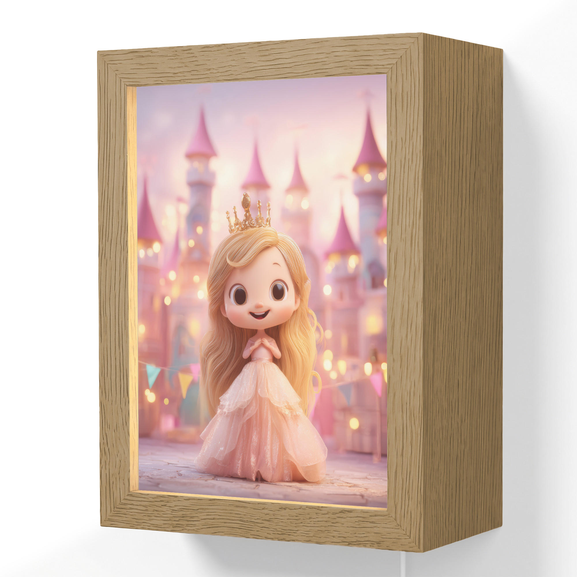 OnlyWow NÁSTĚNNÁ LAMPA Princezna - Růžová - Zámek 15x20 cm