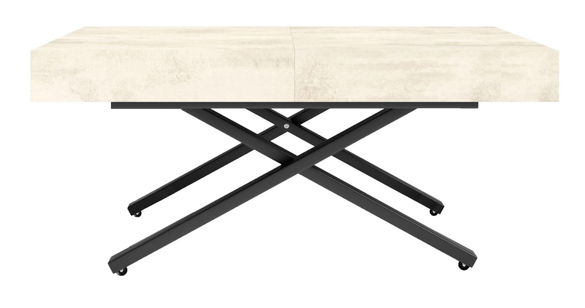 COUCH-/ESSTISCH Sanna X Chromix weiß 120 - 200 / 80 / 27 - 80cm - Ecru/Schwarz, Holz/Holzwerkstoff (80/120/27cm) - Feldmann-Wohnen