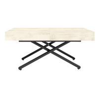COUCH-/ESSTISCH Sanna X Chromix weiß 120 - 200 / 80 / 27 - 80cm - Ecru/Schwarz, Holz/Holzwerkstoff (80/120/27cm) - Feldmann-Wohnen