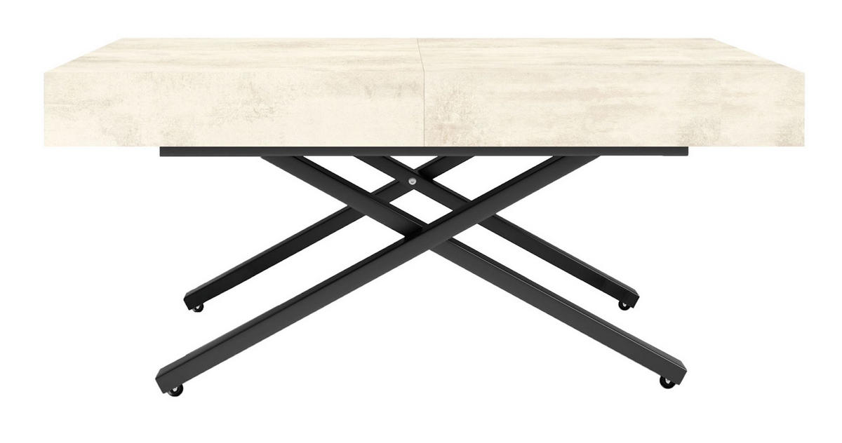 COUCH-/ESSTISCH Sanna X Chromix weiß 120 - 200 / 80 / 27 - 80cm - Ecru/Schwarz, Holz/Holzwerkstoff (80/120/27cm) - Feldmann-Wohnen