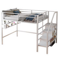 HOCHBETT 140x200cm Weiß Einlegeböden Stauraumleiter Geländer - Weiß, Metall (140/200cm) - FLIEKS