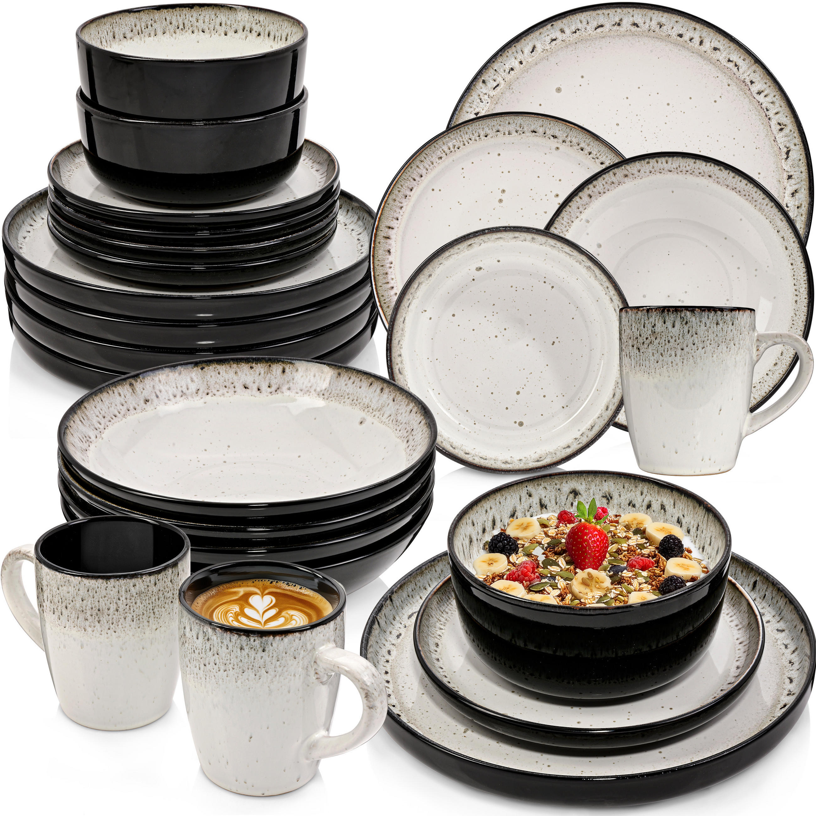 KOMBISERVICE SANSIBAR - 30-teilig aus Steingut - Schwarz, Keramik (44/45/54cm) - Sänger