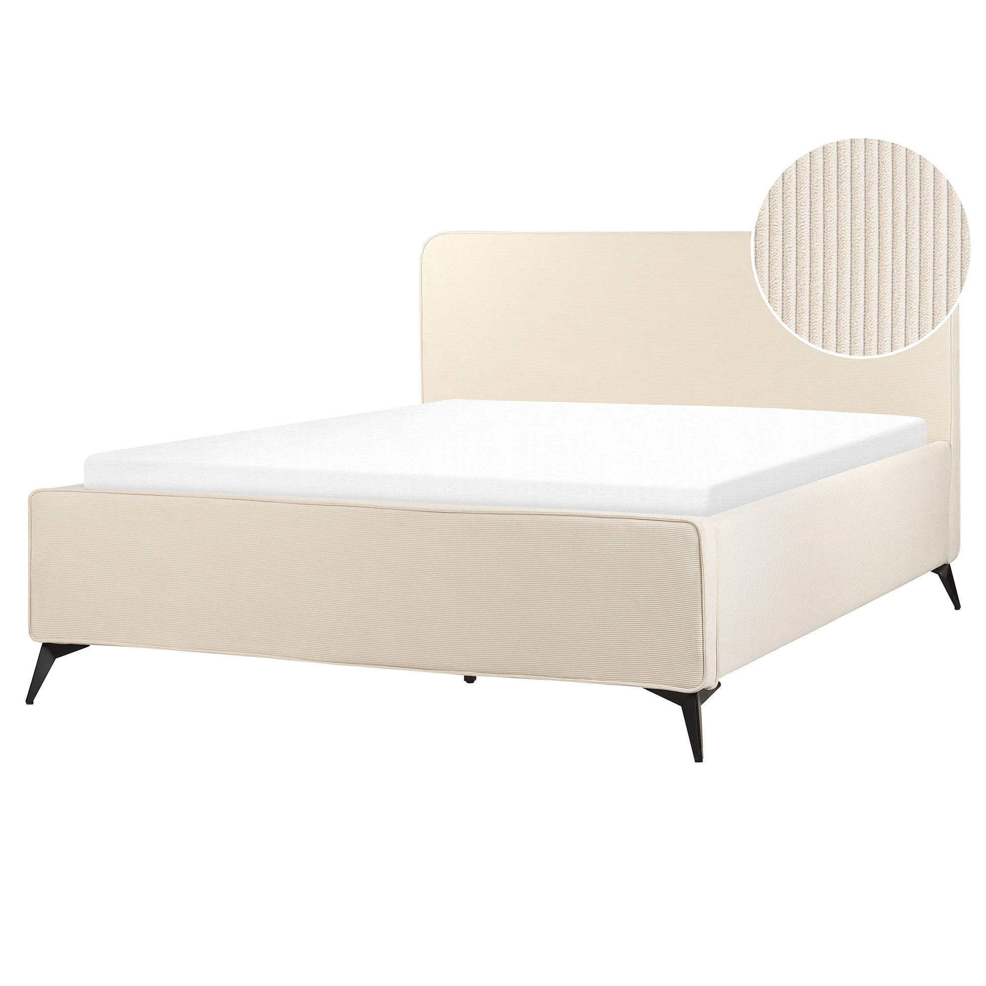 POLSTERBETT mit Lattenrost 160x200 cm Beige Valognes - Beige, Textil (160/200cm) - Beliani