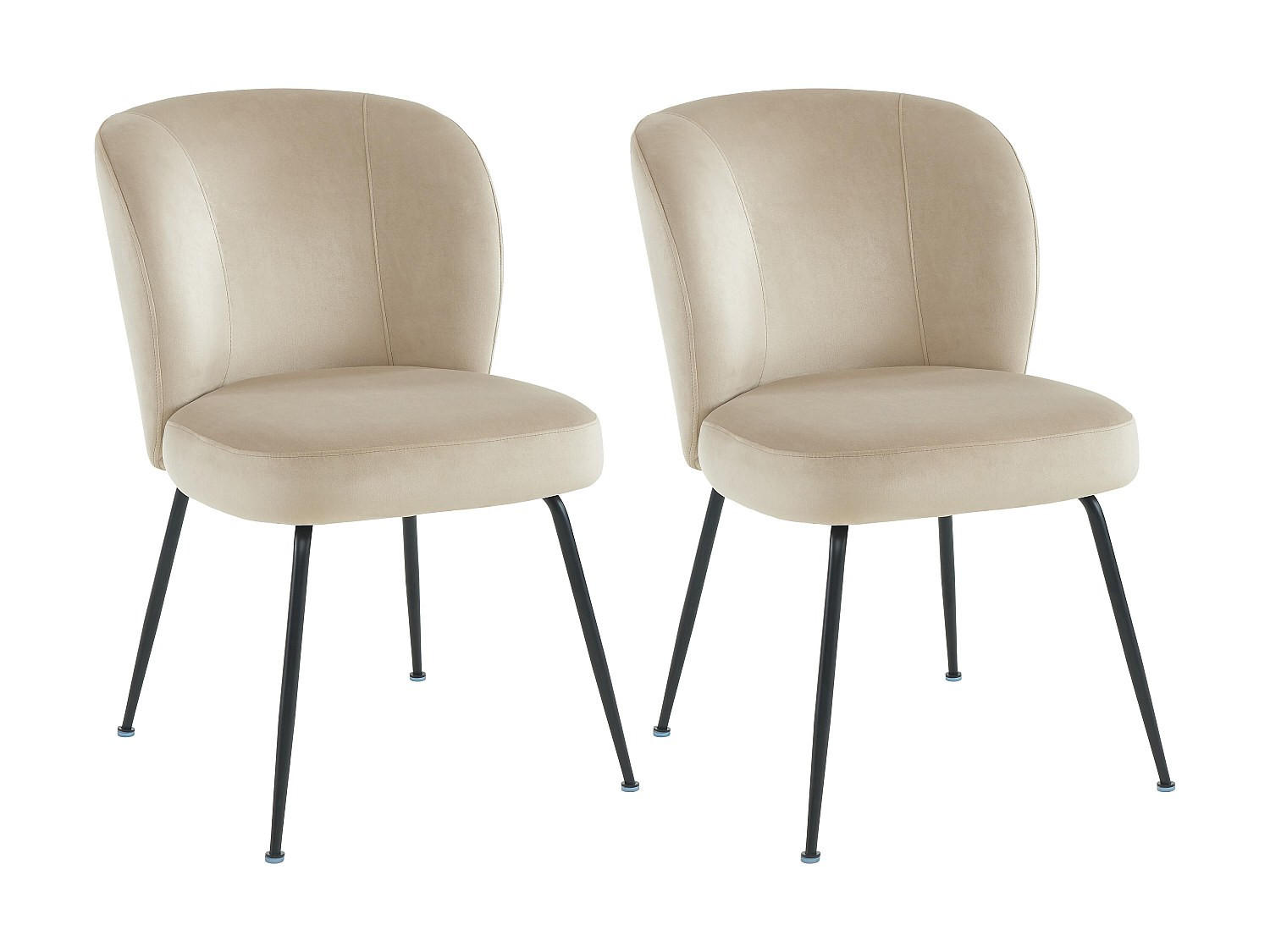 STUHL 2er-Set - Samt & Metall - Beige - POLPONA - Beige, Textil (52/79/67.5cm) - Vente-Unique