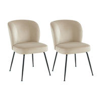 STUHL 2er-Set - Samt & Metall - Beige - POLPONA - Beige, Textil (52/79/67.5cm) - Vente-Unique