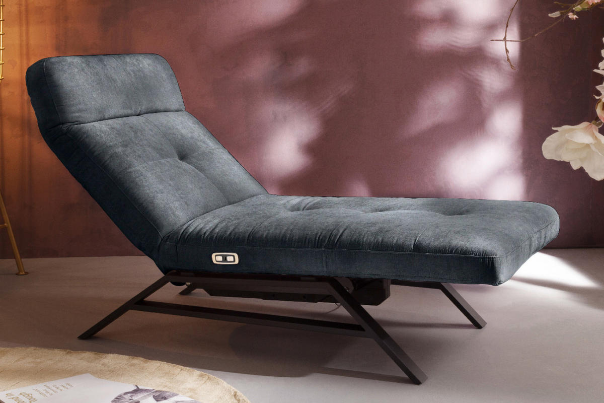 LIEGE MIT MOTORISCHER RELAXFUNKTION AMERIVA Schwarz Velvet Relaxfunktion - Schwarz, Textil (80/110/158cm) - KAWOLA