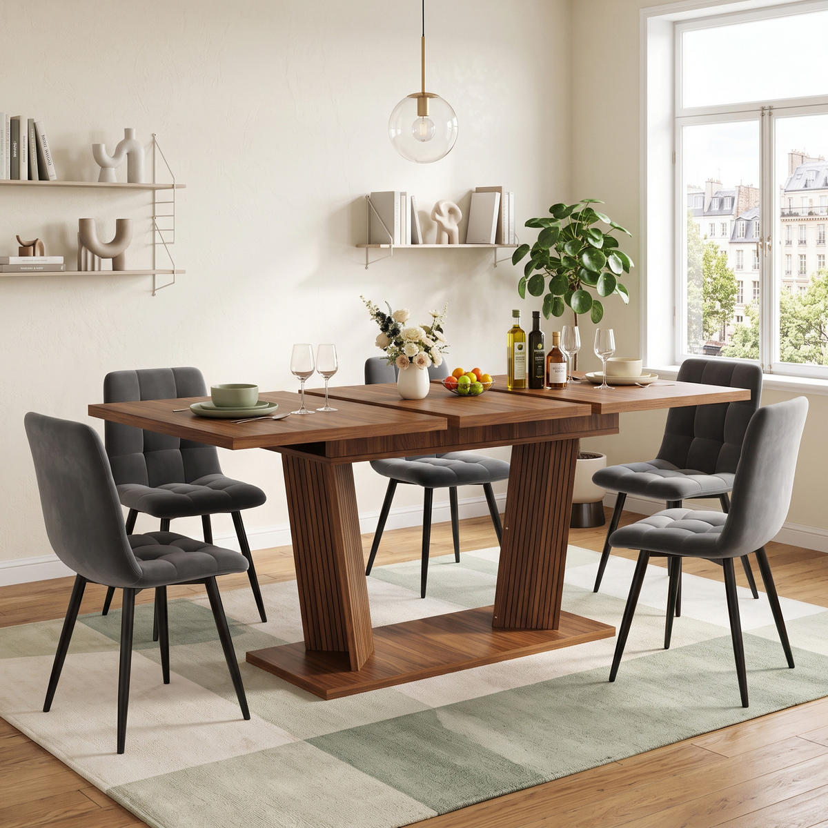 ESSTISCH Ausziehbar Dunkelbraun Modern Holzoptik 120-160cm - Dunkelbraun, Holzwerkstoff (80/160/76cm) - Urban Meuble