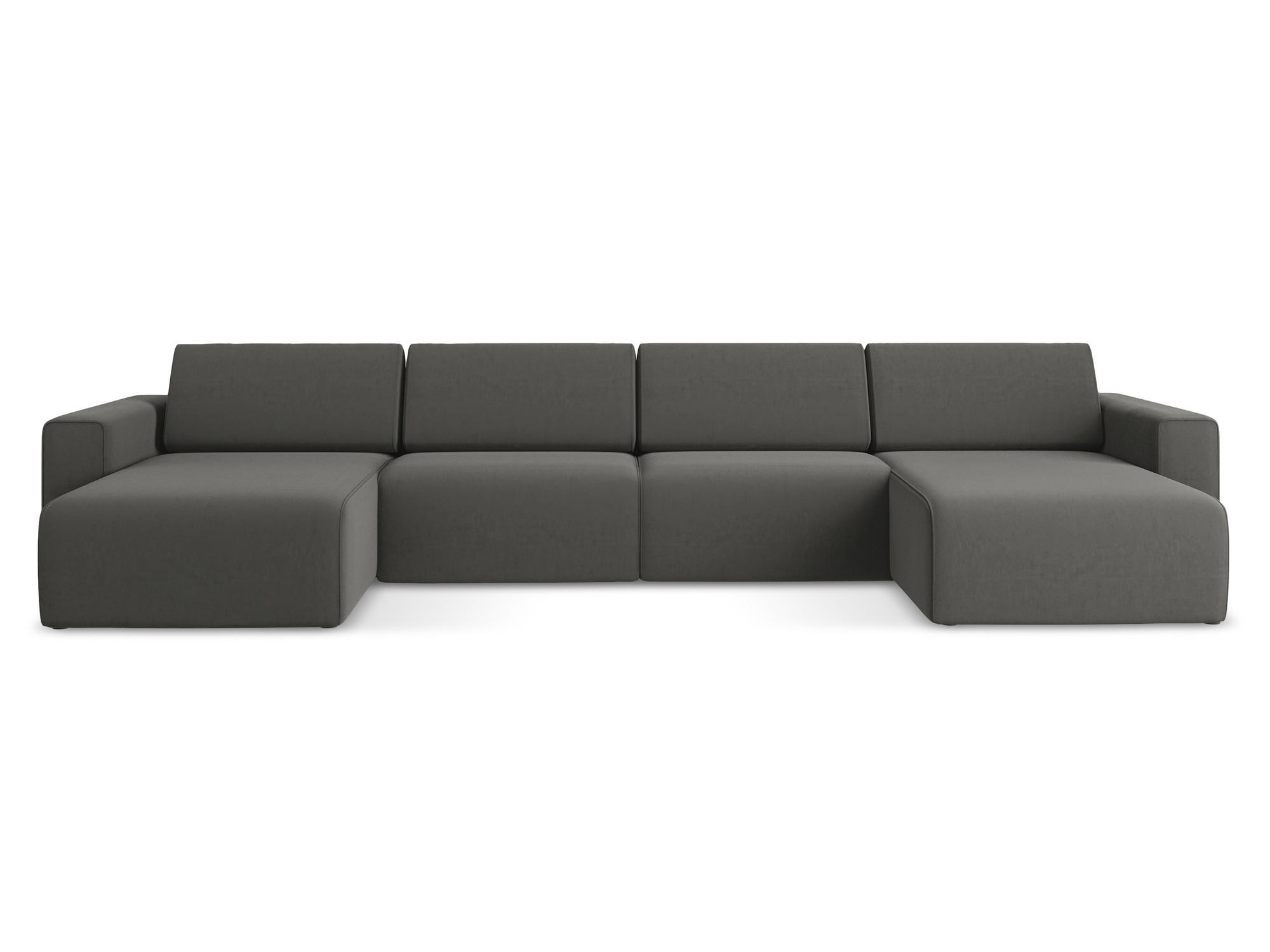 WOHNLANDSCHAFT Samt Stoff Grau - Dunkelgrau/Schwarz, Kunststoff/Textil (404/80/167cm) - Makamii