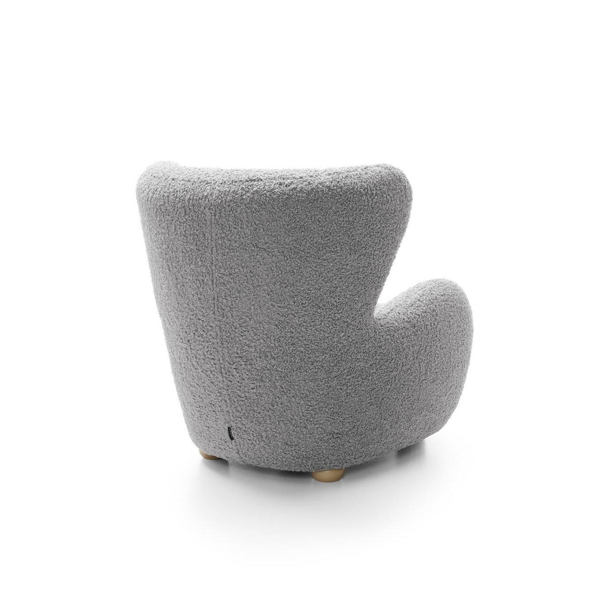 OHRENSESSEL Teddy Grau, Buchenholz Bein, Sessel aus Boucle-Stoff - Buchefarben/Grau, Holzwerkstoff/Textil (88/91/100cm) - Bettso