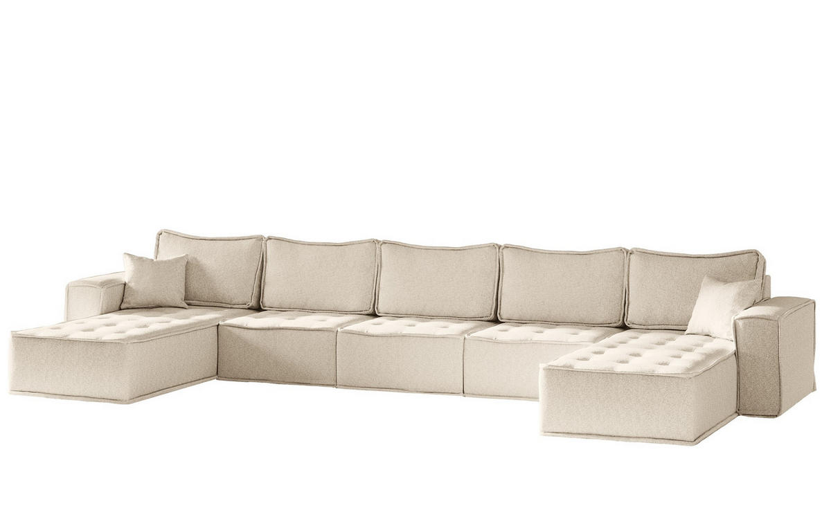 WOHNLANDSCHAFT Sande In Alpine - Beige, Holzwerkstoff/Textil (452/85/192cm) - Fun Möbel