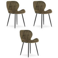 STUHL Braun 46x53 cm MANGO Samt Beine Schwarz 3 Stück - Schwarz, Kunststoff (46/52/53cm)