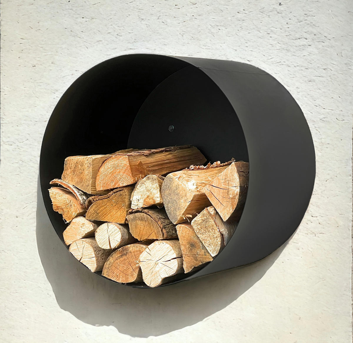 KAMINHOLZREGAL mit Rückwand Metall Schwarz Rund 50 cm - Schwarz, Metall (50/50/40cm) - DanDiBo