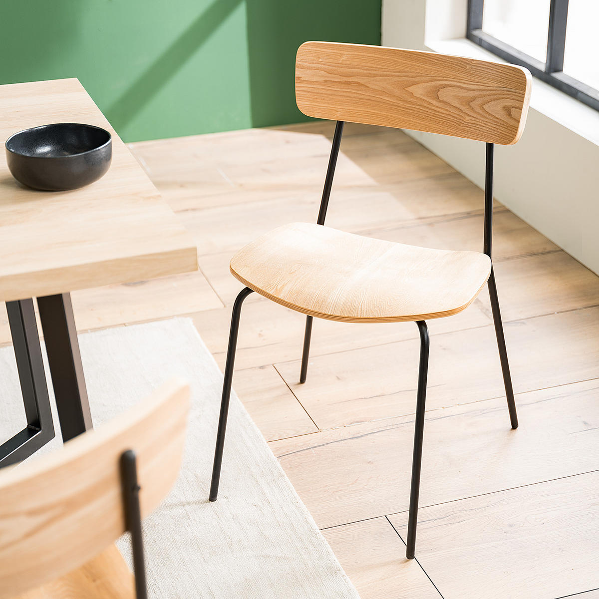 ESSZIMMERSTUHL (2er-Set) - Esche Dekor - Eschefarben, Holzwerkstoff/Metall (47/77/52cm) - home24