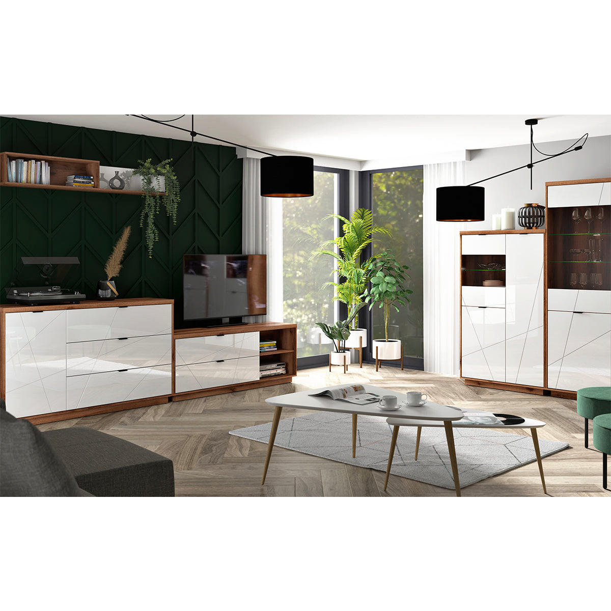 TV-MÖBEL Sven Weiß und Holz - Weiß, Holzwerkstoff (156/61/43cm) - Petits-meubles