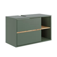 WASCHBECKENUNTERSCHRANK Viola Grün/Artisan 100 x 60 cm mit 2 Schubladen - Eiche Artisan/Grün, Holzwerkstoff (100/60/45.5cm) - Vicco