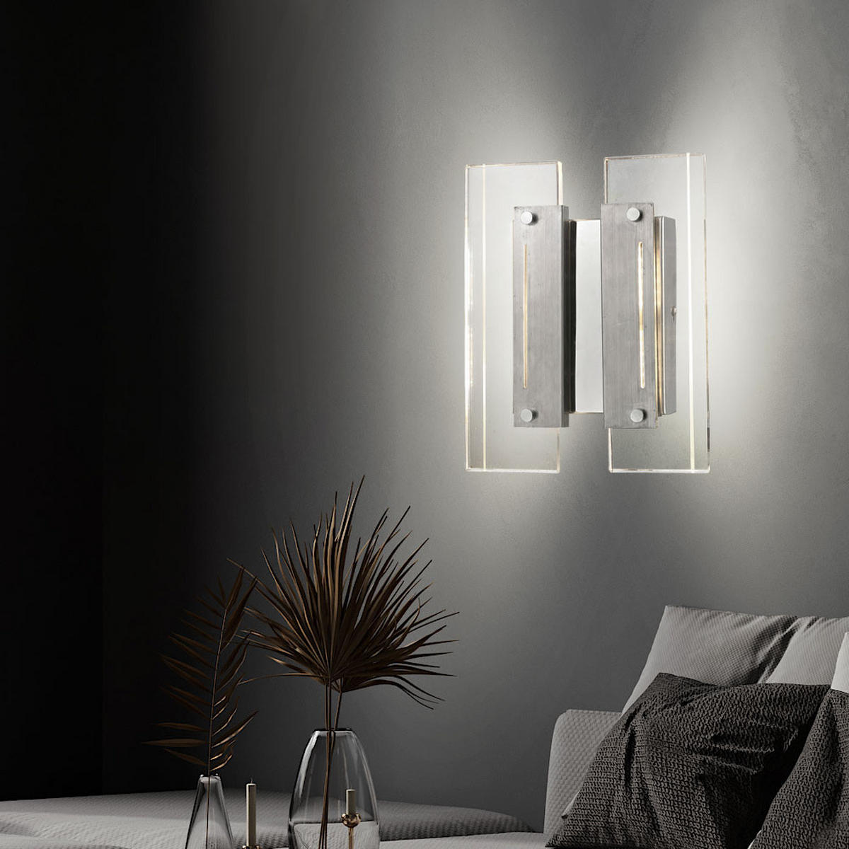 LED WANDLEUCHTE Laguna Silber Metall Acryl - Silberfarben, Metall (19.5/24/5.5cm) - Esto