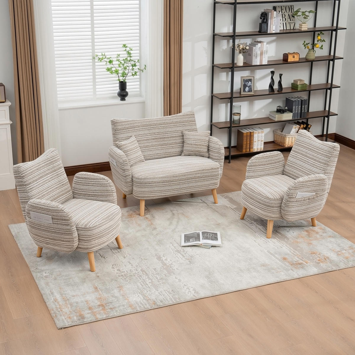 BIG SESSEL,Relaxsessel,Loungesofa,XXL-Sessel,Bouclé,Khaki - Braun, Textil (121/63/81.5cm) - LVHOM