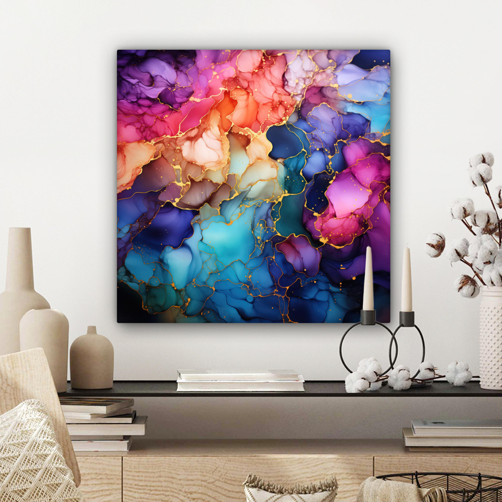 LEINWANDBILD Marmor - Bunt - Abstrakt 50x50 cm - Multicolor, Textil (50/50cm) - MuchoWow