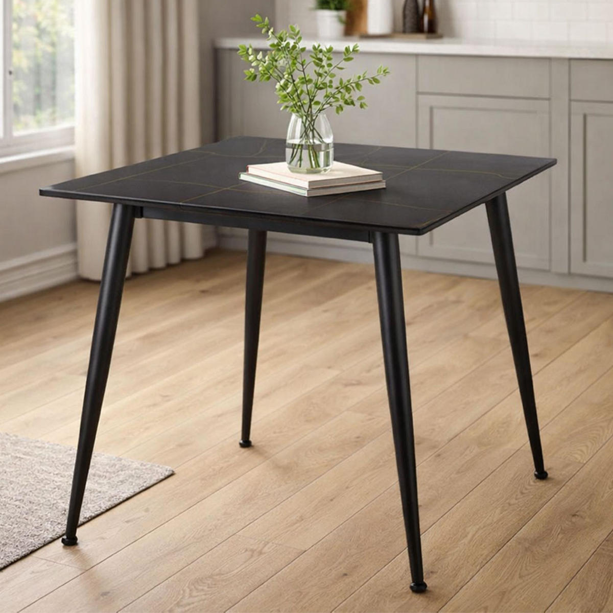 ESSTISCH Rion Marmor Schwarz 80 / 80 / 76cm - Schwarz, Holz/Keramik (80/80/76cm) - Feldmann-Wohnen