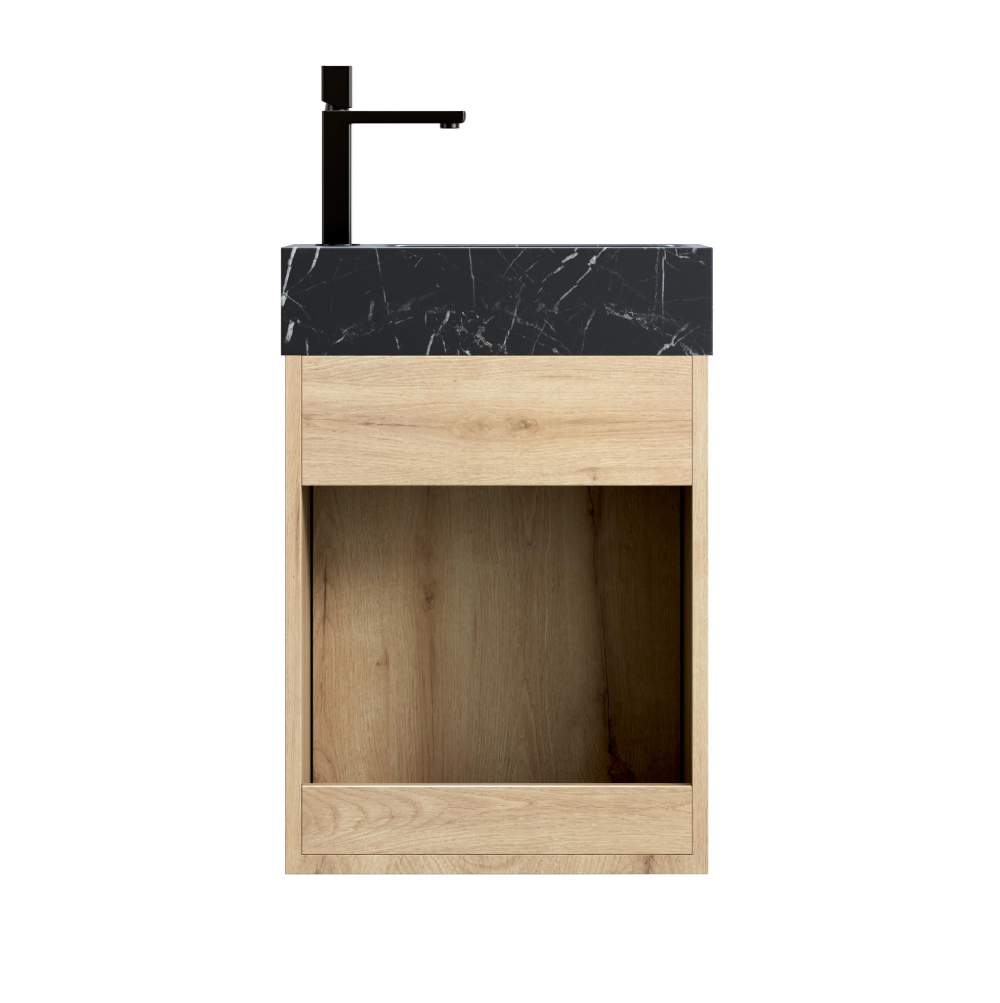 WASCHTISCH mit Unterschrank 40 cm Black/White Oak - Schwarz, Holzwerkstoff (22/58/40cm) - Beauniv