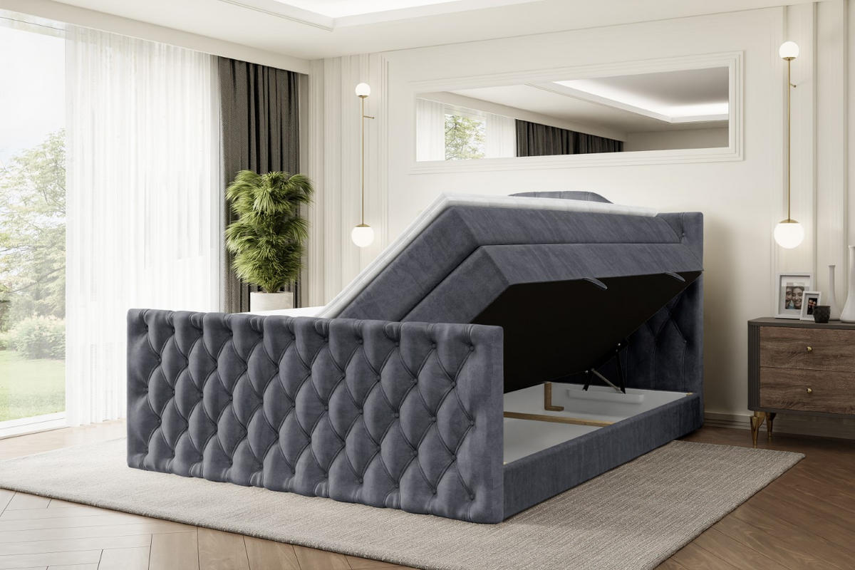BOXSPRINGBETT VILA-1-Z KING - 160x200 - H3/H4 - Dunkelgrau - Dunkelgrau, Holzwerkstoff (160/200cm) - ALTDECOR
