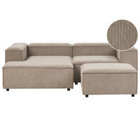 ROHOVÁ POHOVKA modul 3-místná pravostranná Světle hnědá Manšestr s otomanem Ardal - světle hnědá, textil (240/180cm) - Beliani
