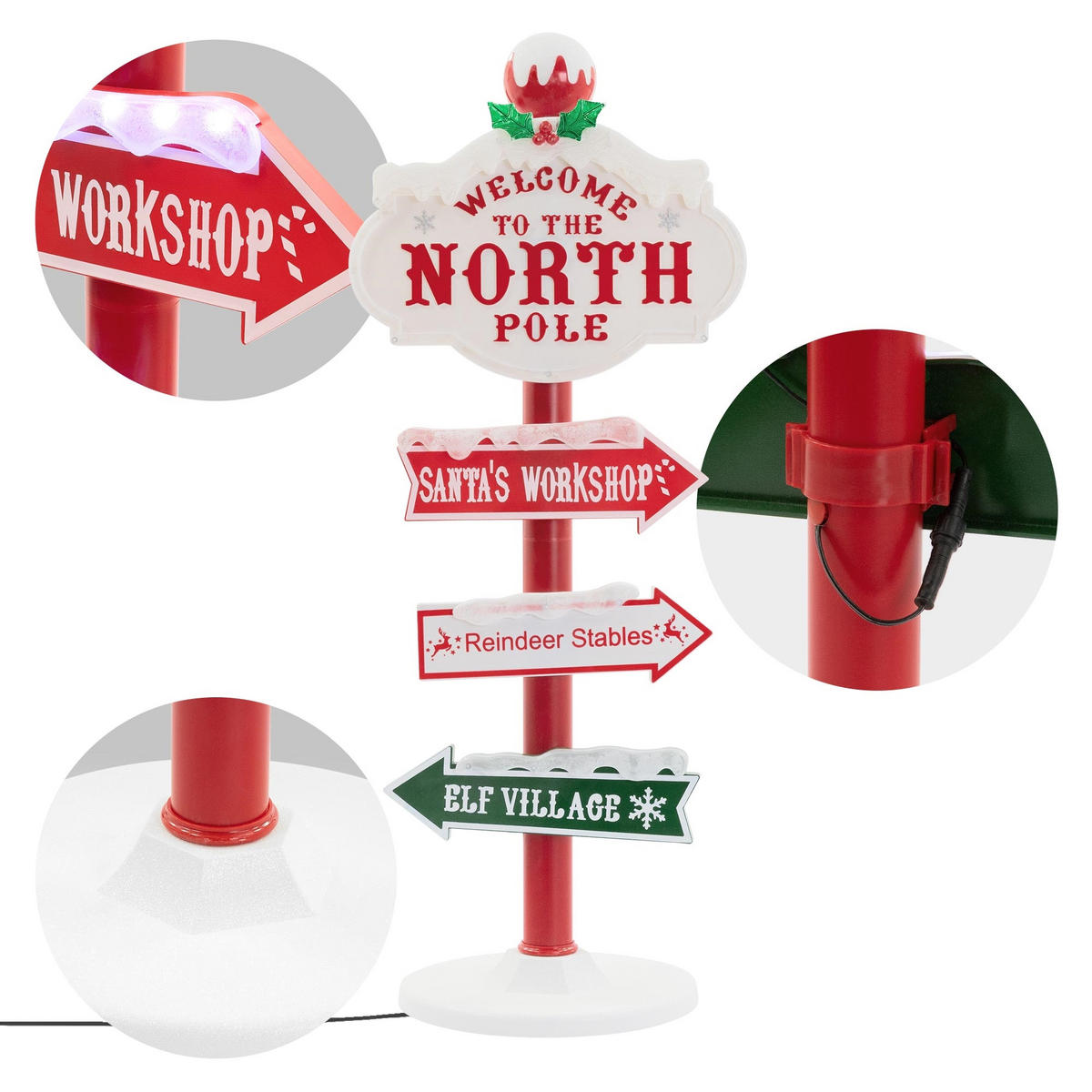 LED WEIHNACHTSDEKO Wegweiser 95 cm - Rot, Kunststoff (29.5/95/29.5cm) - ECD-Germany