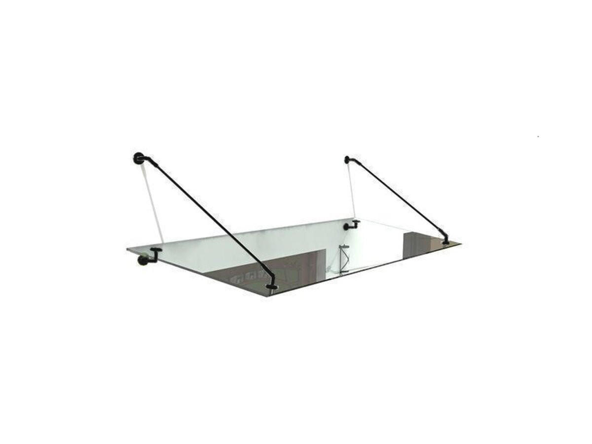 GLASVORDACH 120x90 cm Sicherheitsglas Edelstahl Klarglas Str-Schwarz - Transparent, Glas (120/1.31/90cm) -  Glaswerk Westfalen