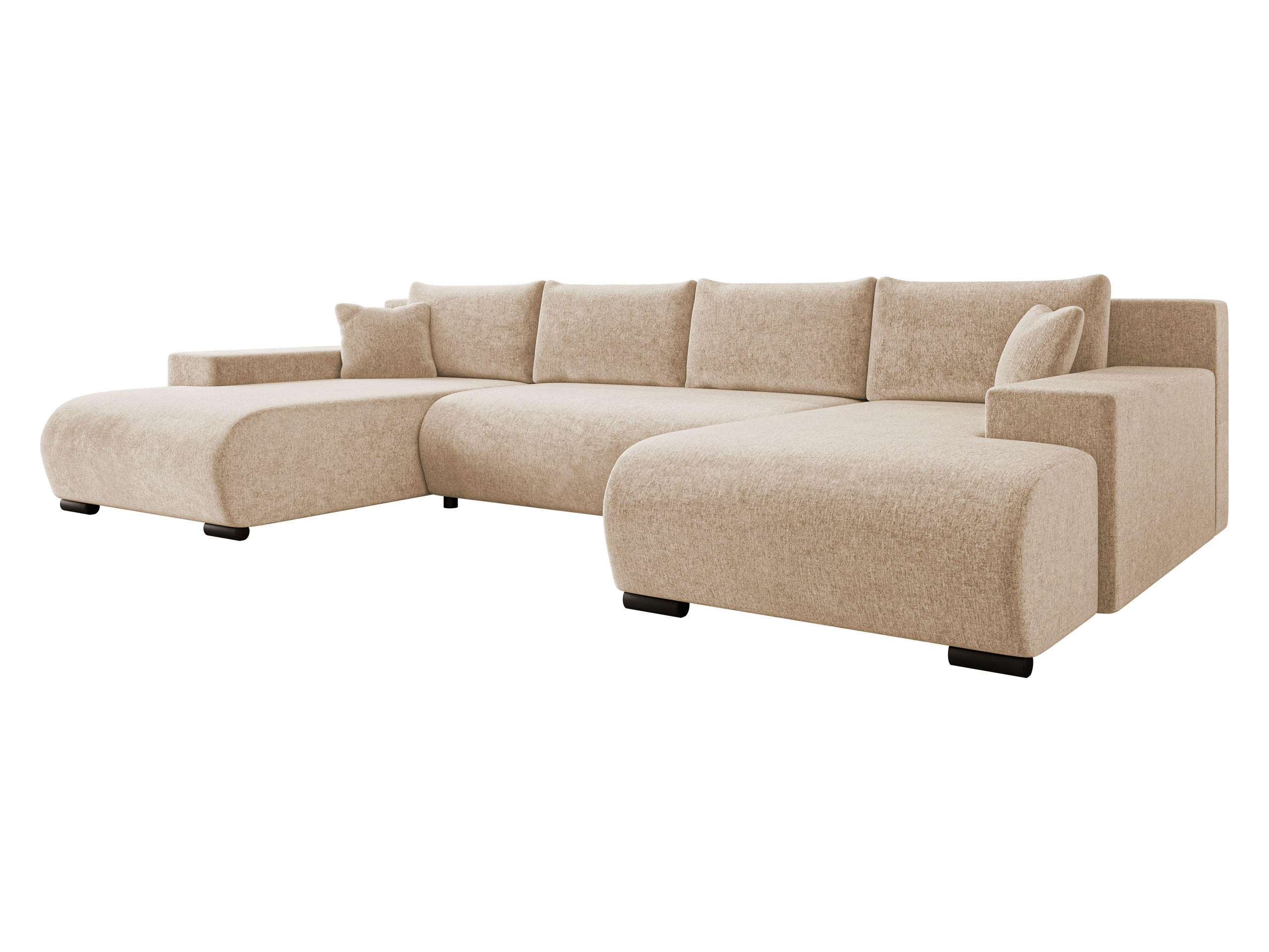 WOHNLANDSCHAFT Nojan U - Schwarz/Naturfarben, Holz/Kunststoff (351/80/191cm) - MIRJAN24