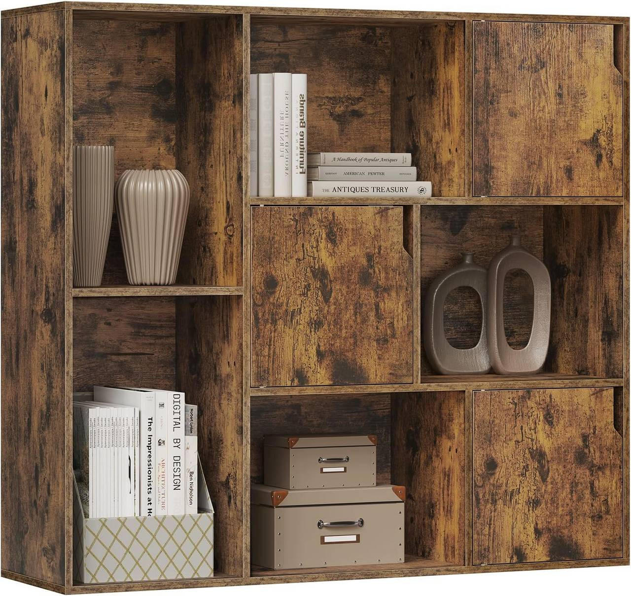 REGALE Bücherregal mit 8 Fächern,106x96x30 cm, Vintagebraun - Dunkelbraun, Holzwerkstoff (106/96/30cm) - Woltu