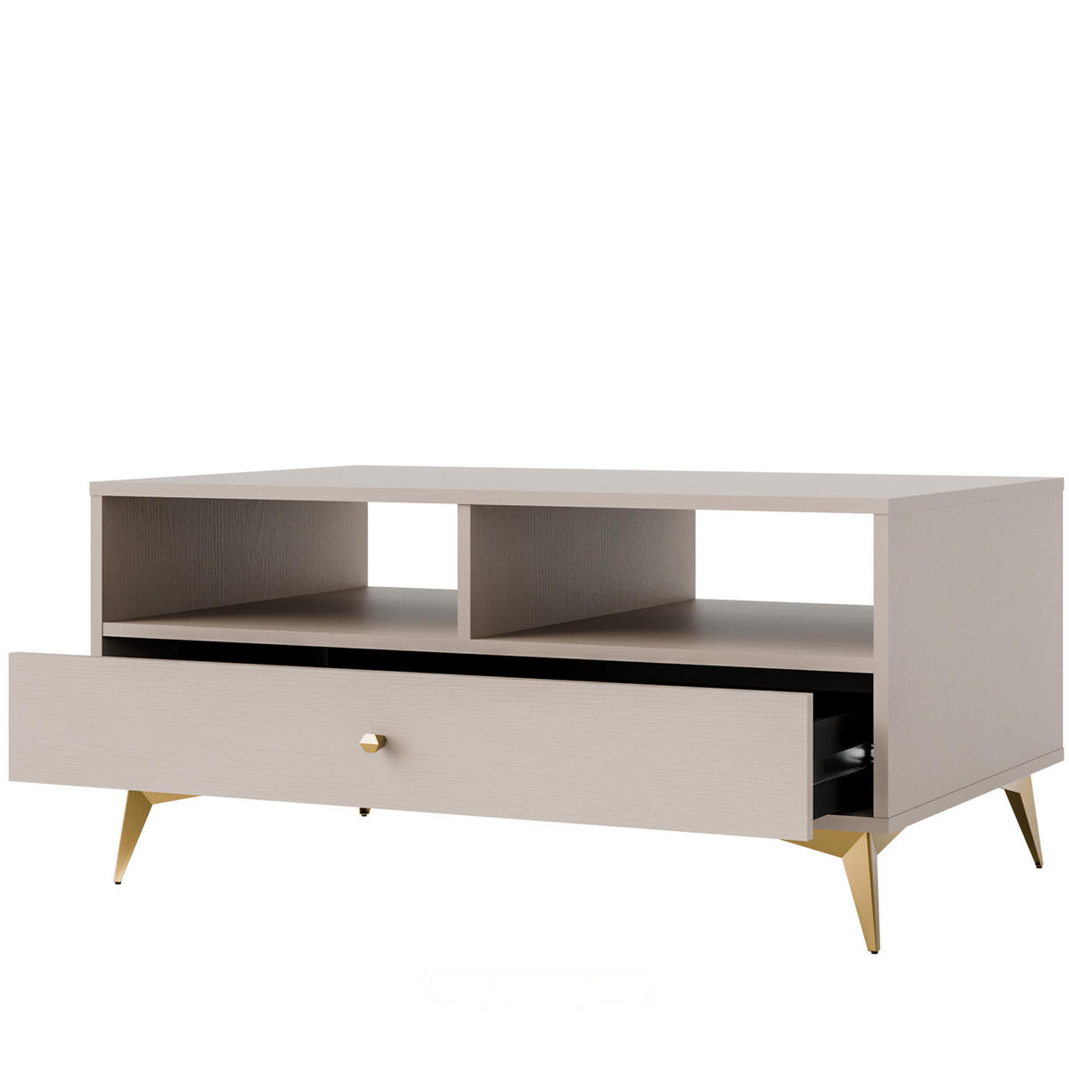 KAFFEETISCH FLOREN, Creme/Gold - Creme, Holzwerkstoff/Metall (65/100.2/48.5cm) - KONSIMO®