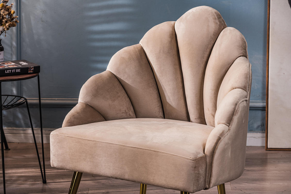 SESSEL Samt Beige - Beige, Textil (63/89/60cm) - Nordlys