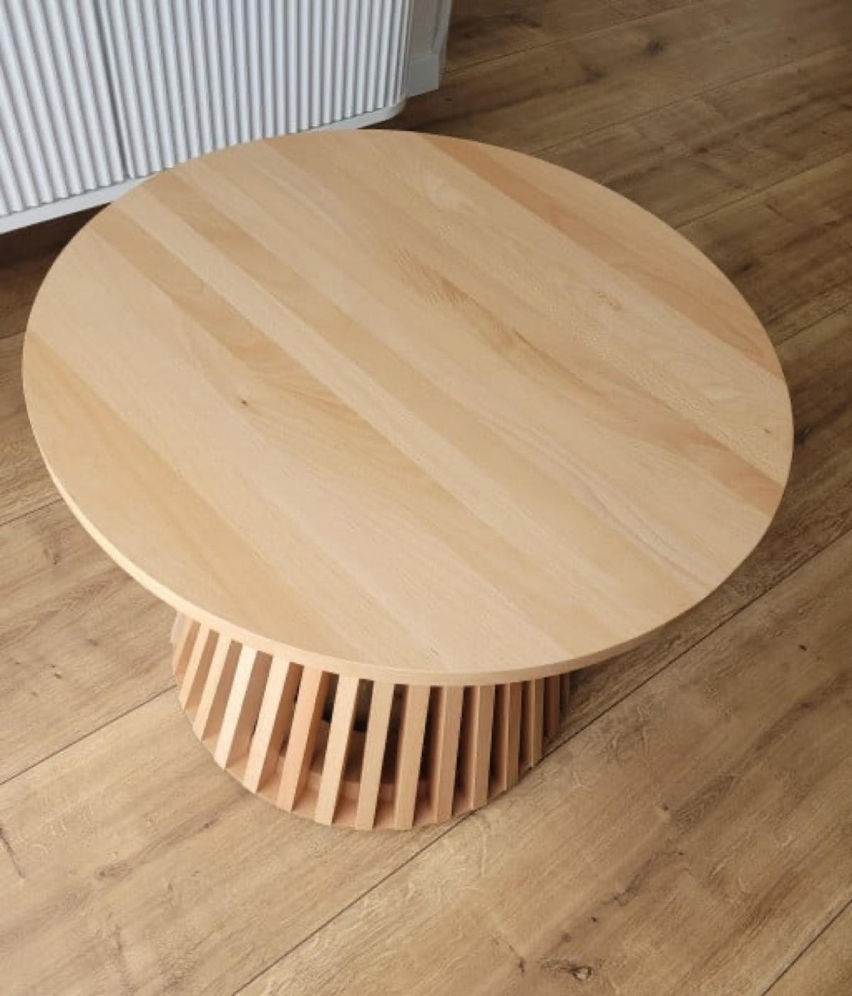TISCH Natur Buche Rund Holzlamellen - Ecru, Holz (1/1/49cm) - Sepro Meble