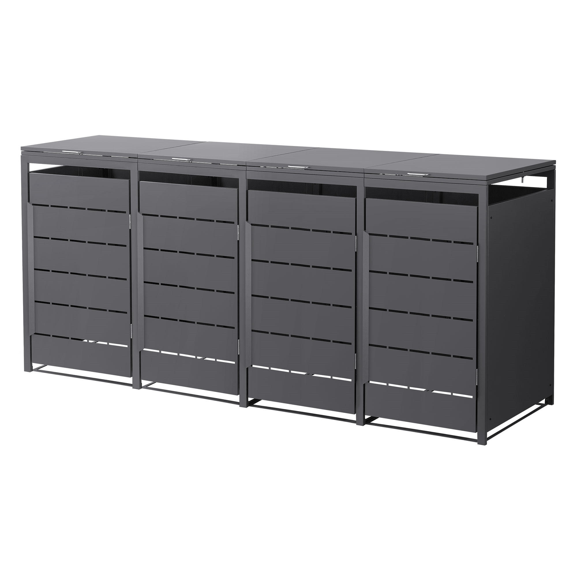 MÜLLTONNENBOX 4er 240L 260x80x120 cm Anthrazit aus Stahl wetterfest - Anthrazit, Metall (80/120/260cm) - ML-DESIGN