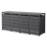 MÜLLTONNENBOX 4er 240L 260x80x120 cm Anthrazit aus Stahl wetterfest - Anthrazit, Metall (80/120/260cm) - ML-DESIGN