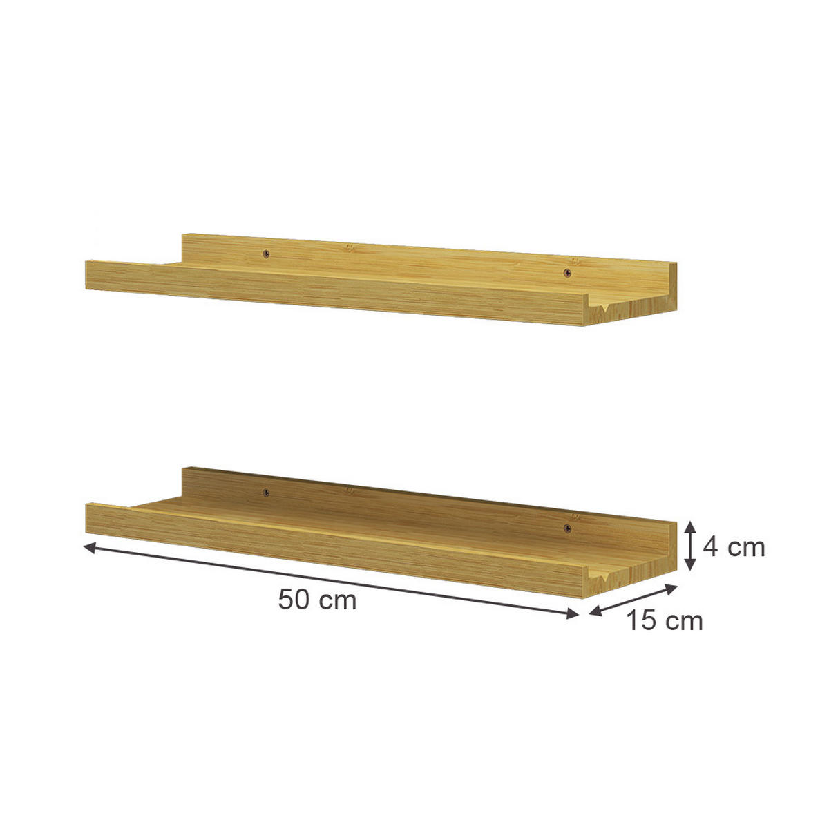 WANDREGAL Linus Naturholz 50 x 4 cm 2er Set - Eichefarben, Holzwerkstoff (50/4/15cm) - Vicco