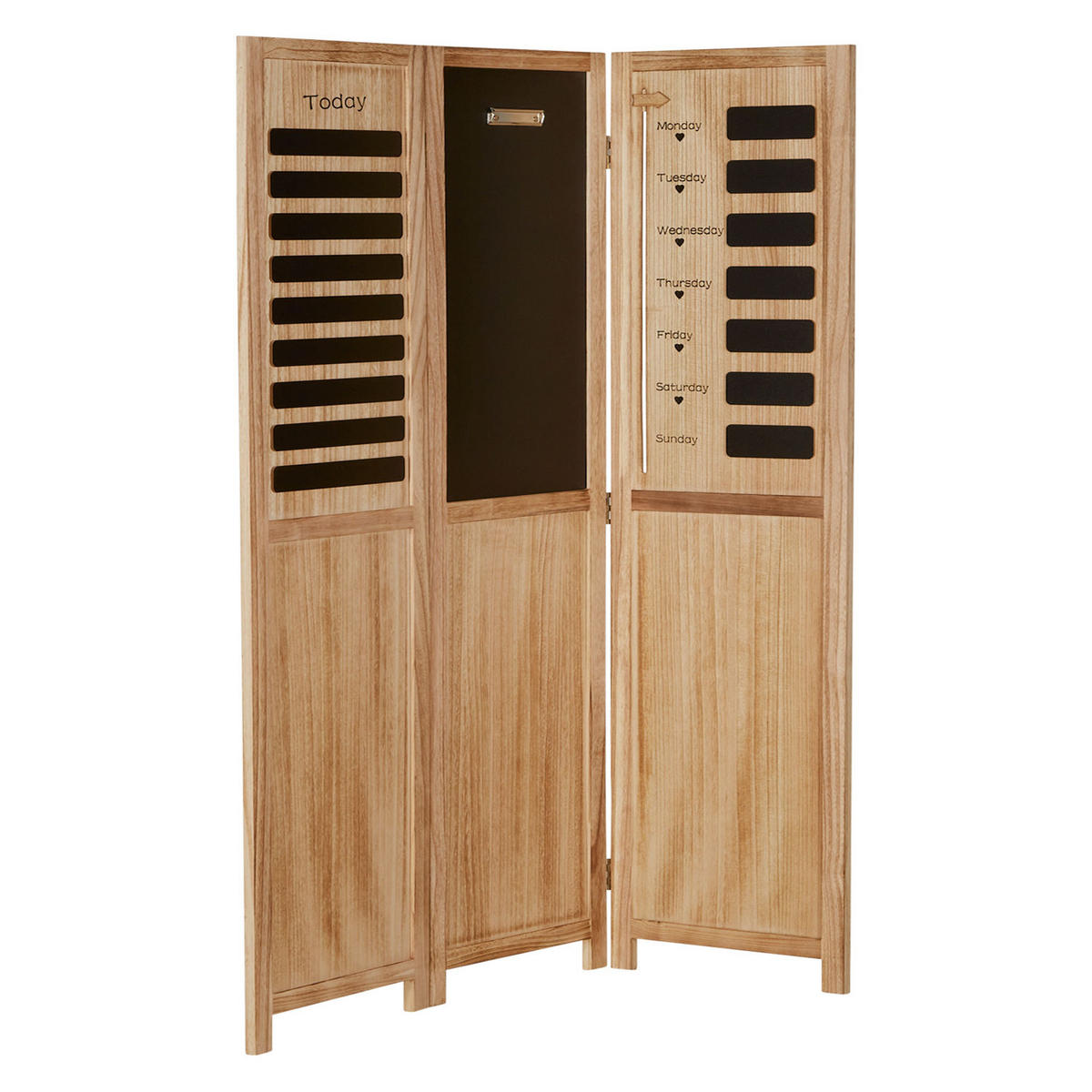 PARAVENT 3-tlg. 120/170 cm Braun Tafel-Elemente beschreibbar - Braun, Holz (120/170/2cm) - Homestyle4u