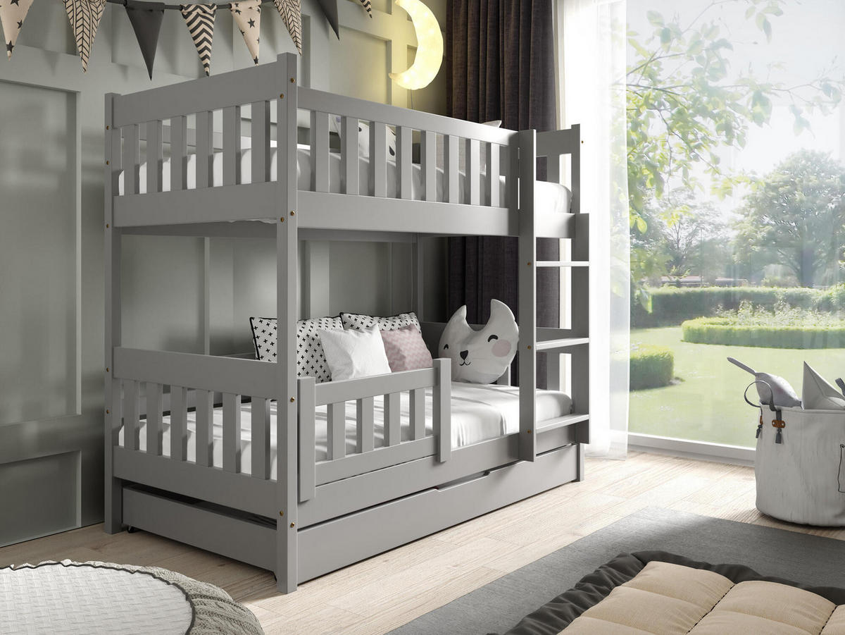ETAGENBETT LILA Grau 168x86x141 cm - Grau, Holz - FURNLUX
