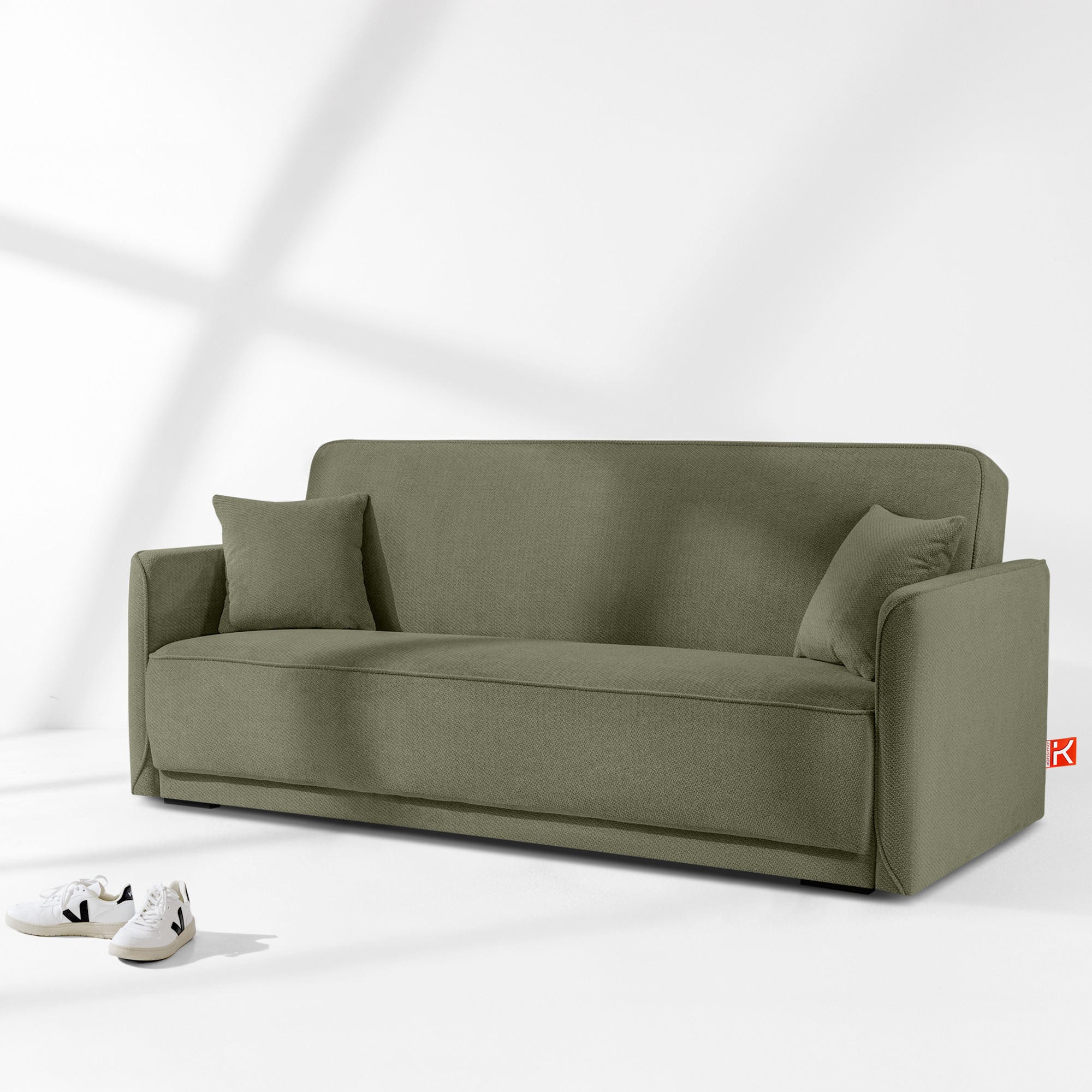 EINZELSOFA LIRIS, 3 Personen, Oliv - Olivgrün, Holz/Holzwerkstoff (208/91/98cm) - KONSIMO®