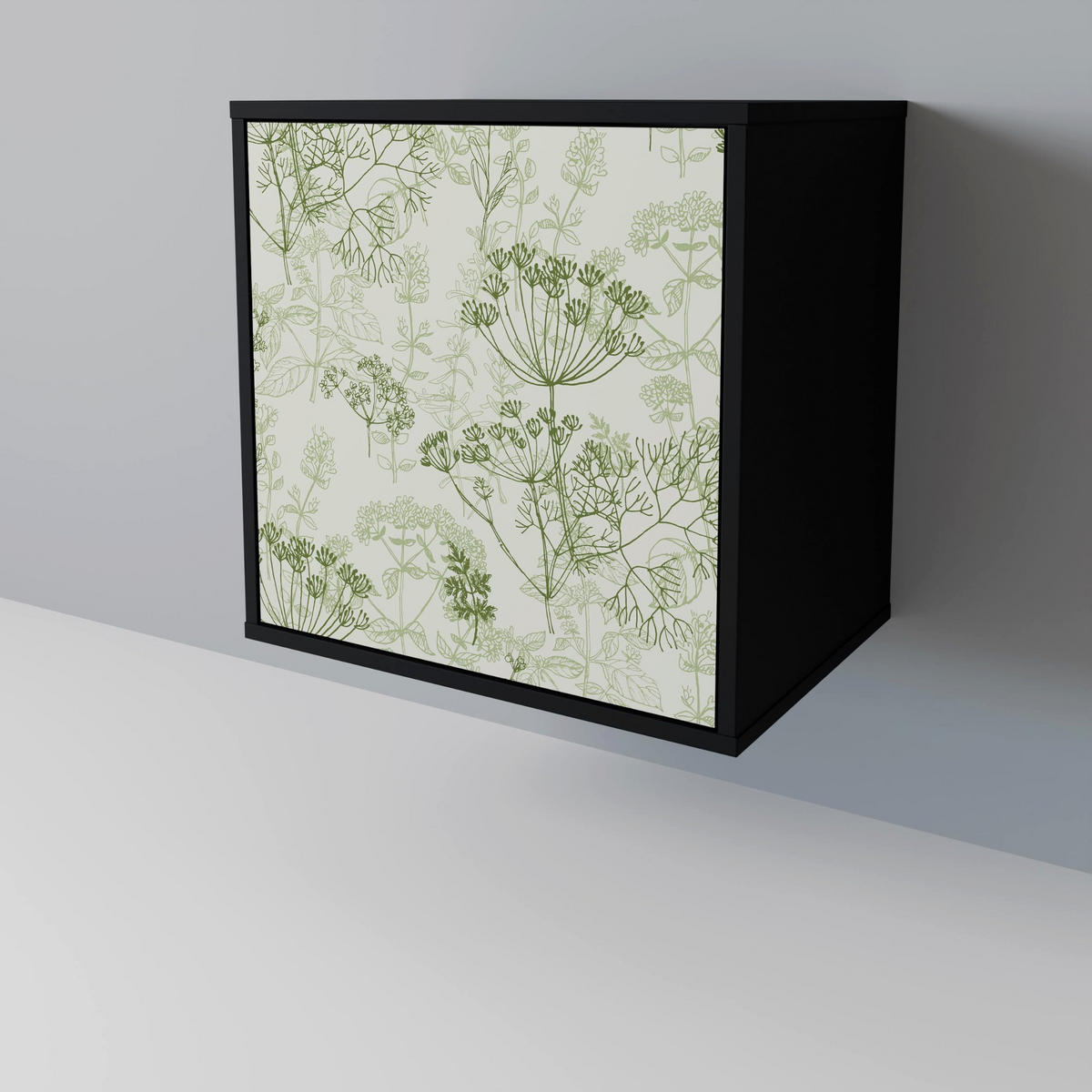SIDEBOARD FENNEL BALDACHIN, Schwarz, 57,5x42x67,5 cm, Schwarze Metall-Rahmenfüße - Multicolor/Schwarz, Holzwerkstoff/Metall (57.5/67.5/42cm) - SpaceRebels