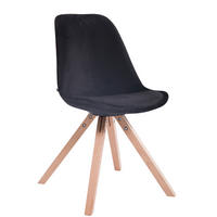 BESUCHERSTUHL Toulon Samt, Gestell Buchenholz Natura Square Schwarz - Schwarz/Naturfarben, Holz/Buchenholz (48/83/56cm) - TPFLiving