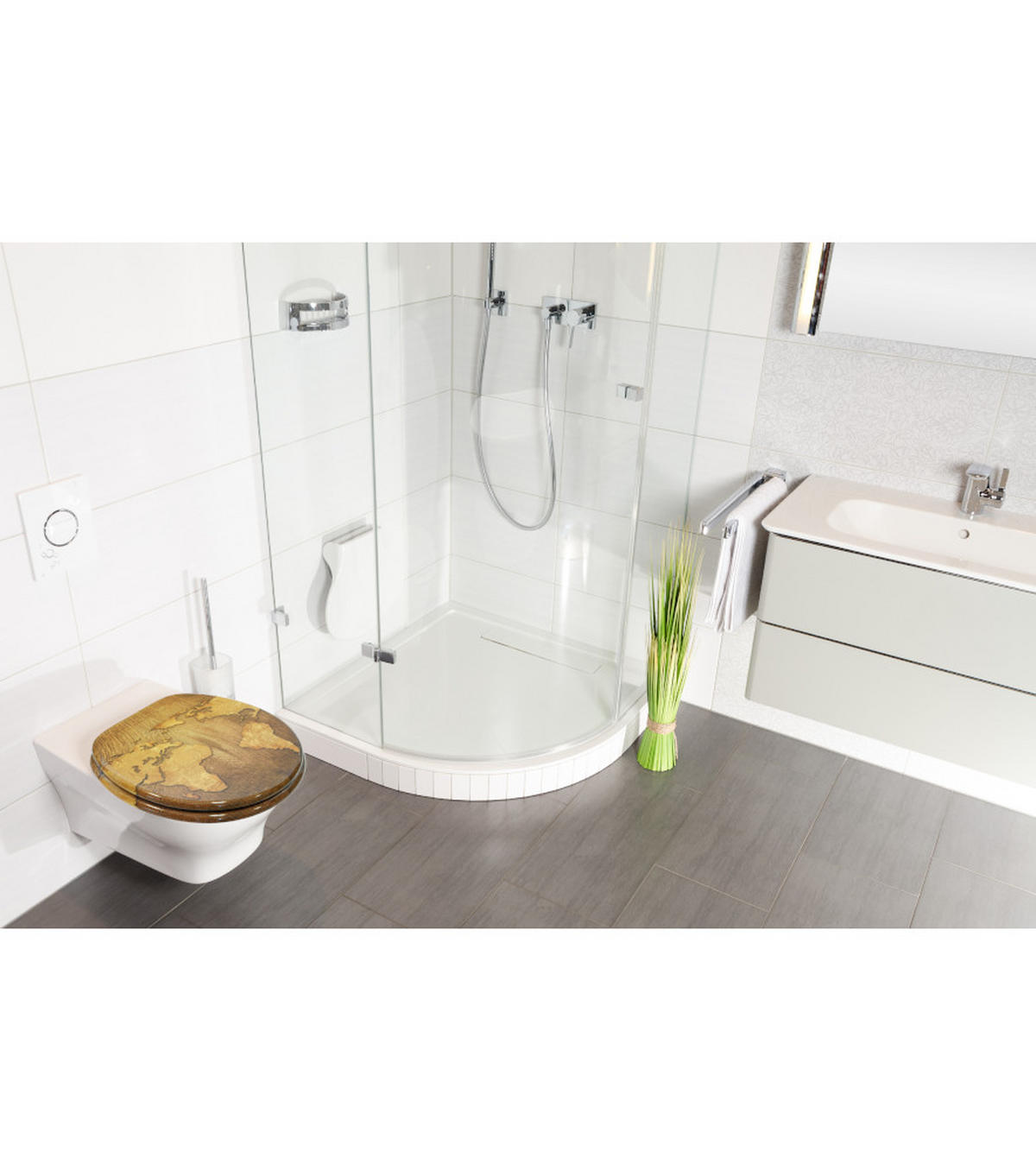 WC-SITZ World Map - Braun, Holzwerkstoff (38/6/47cm) - Sanilo