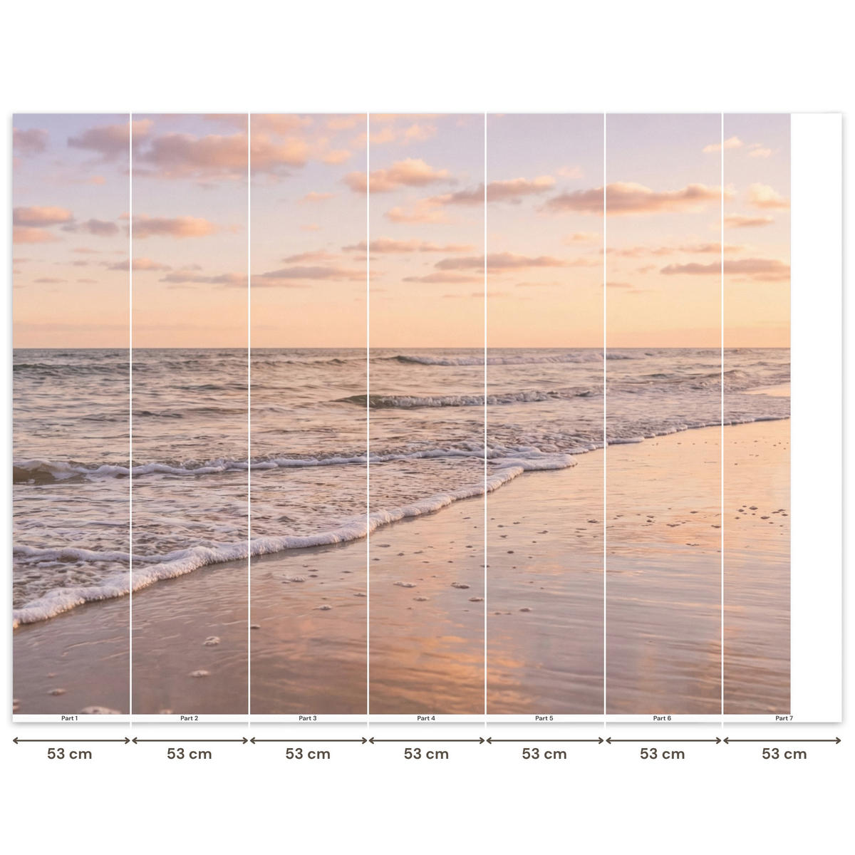 TAPETE - Strand - Brandung - Wolken - 350x280 cm - Hellrosa, Papier (350/280cm) - OnlyWow